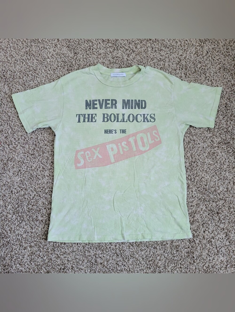 Daydreamer Sex Pistols Tee Shirt T-shirt Top Green White Cotton Crew Medium